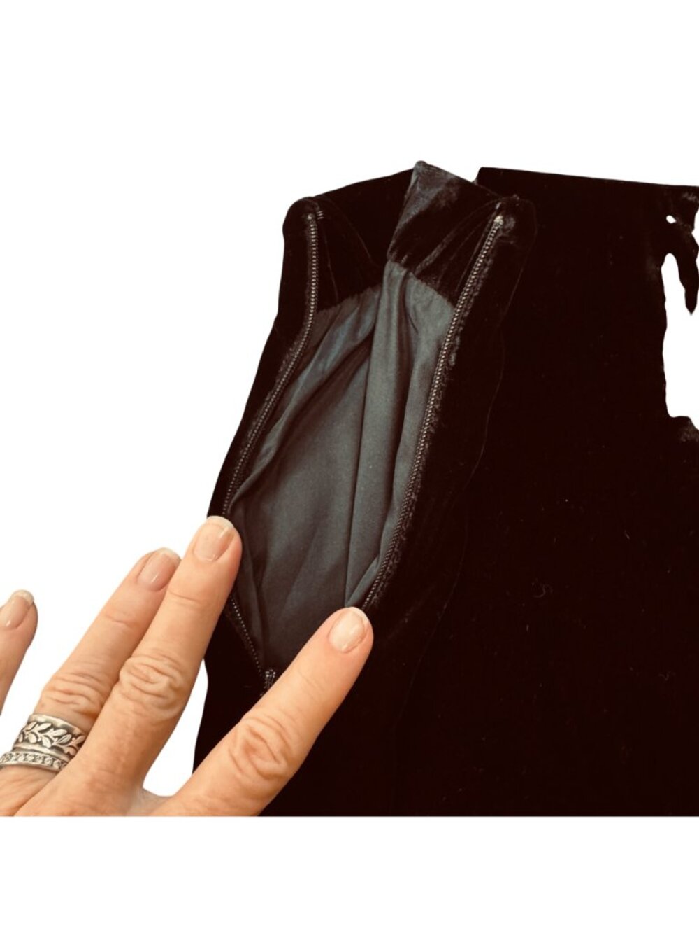 Boho Western Black Velvet Tiered Midi Skirt Size 6 by Michael Kors Side Zip - Picture 4 of 10